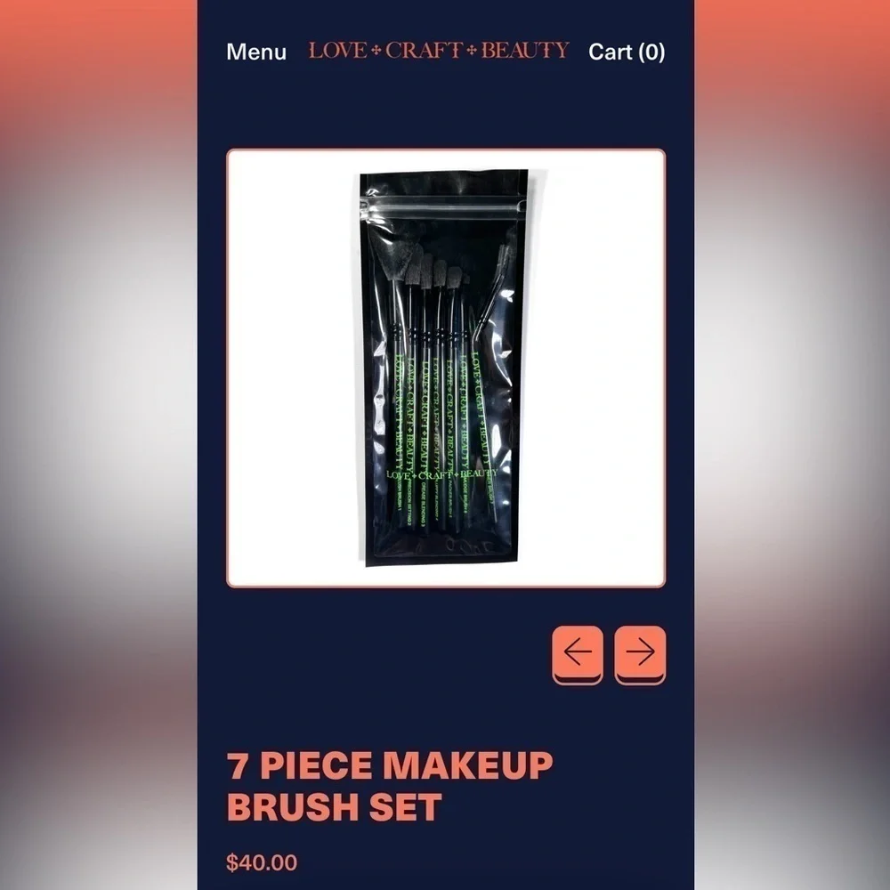 NEW Love Craft Beauty 7 piece makeup brush set